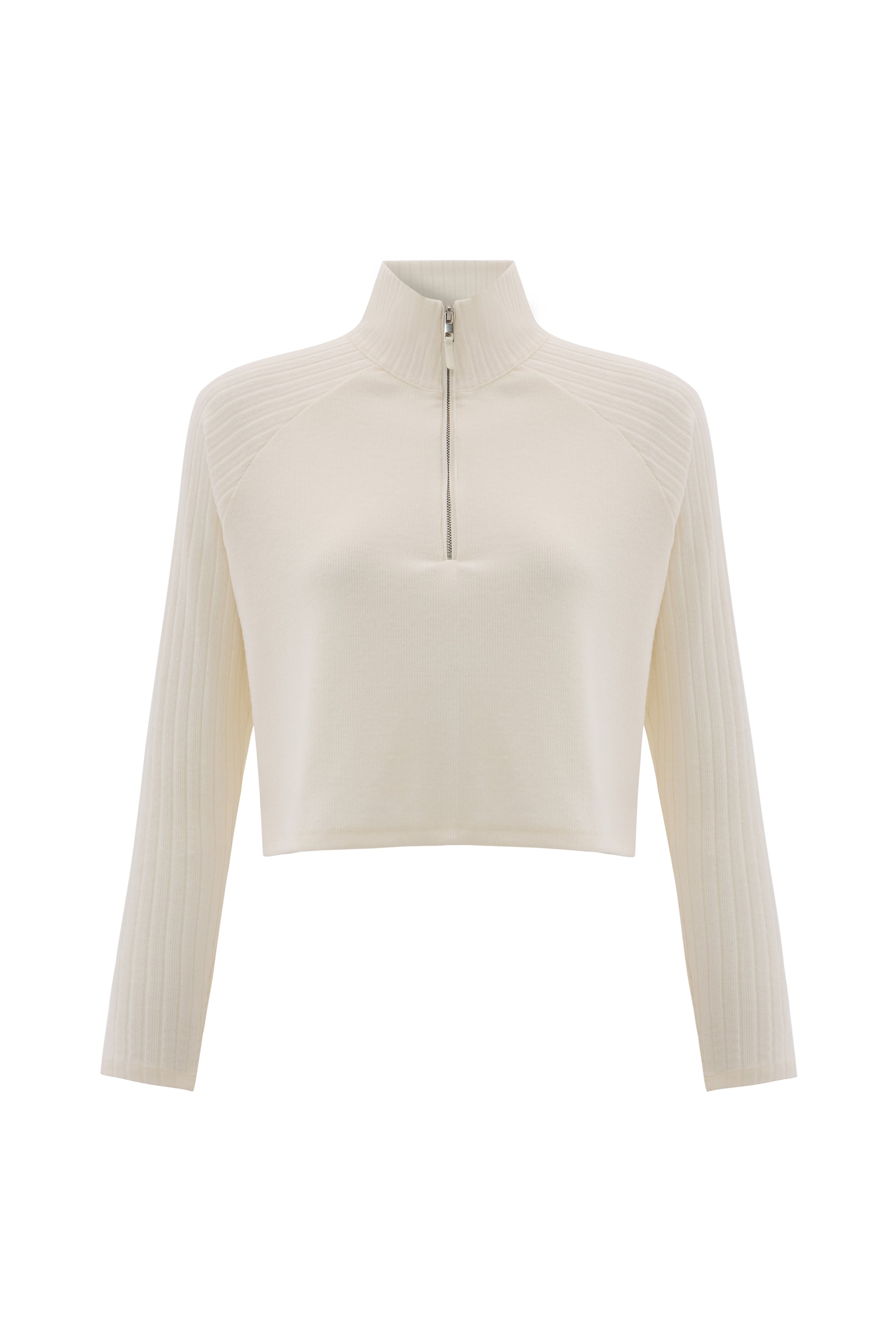 FERMUARLI DİK YAKA CROP KAZAK