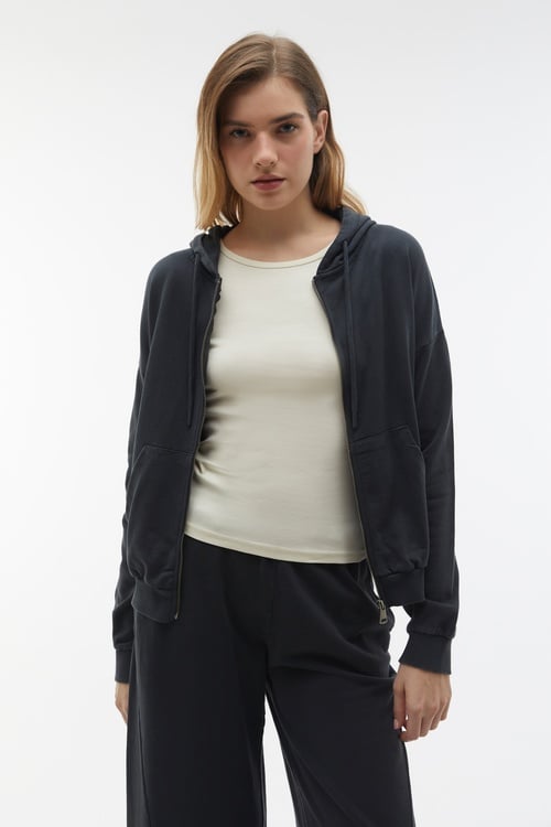 FERMUARLI KAPÜŞONLU SWEATSHIRT