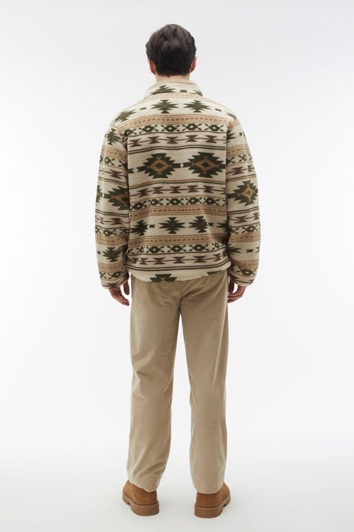  ETNİK DESENLİ DİK YAKA POLAR SWEATSHIRT