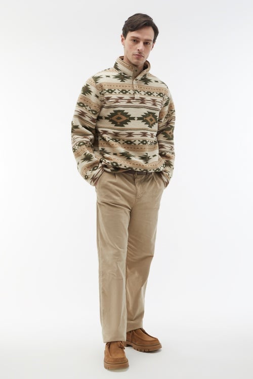  ETNİK DESENLİ DİK YAKA POLAR SWEATSHIRT