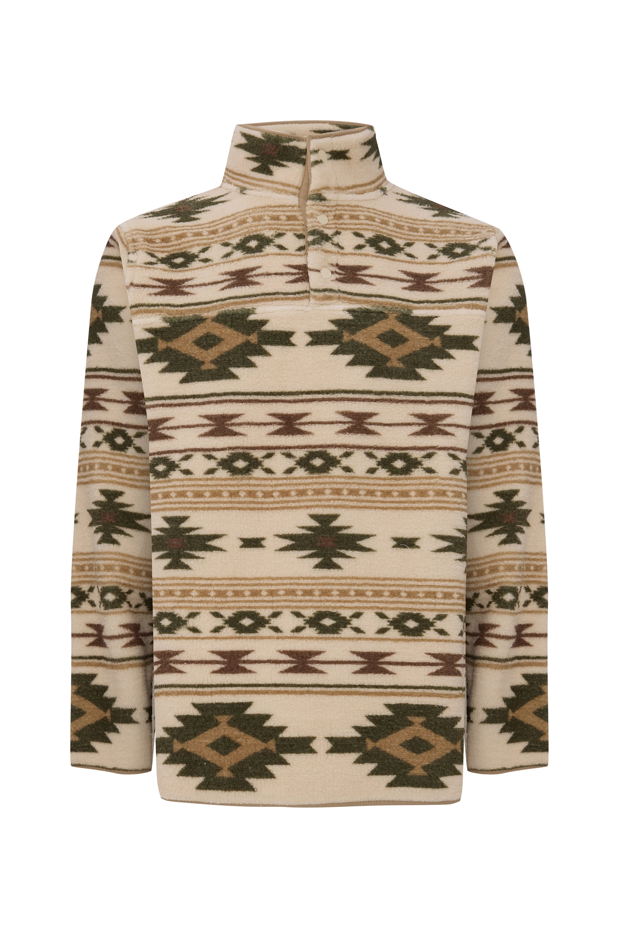 ETNİK DESENLİ DİK YAKA POLAR SWEATSHIRT