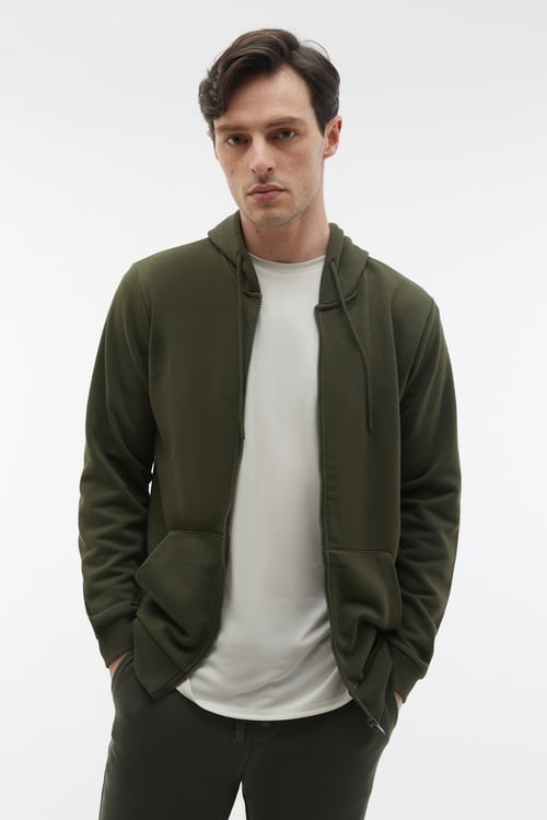  KAPÜŞONLU OVERSIZE FERMUARLI SWEATSHIRT