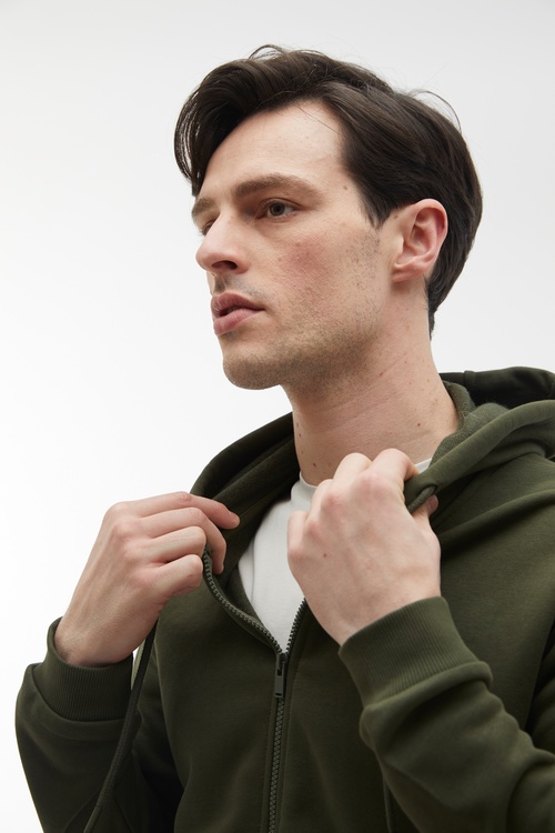  KAPÜŞONLU OVERSIZE FERMUARLI SWEATSHIRT