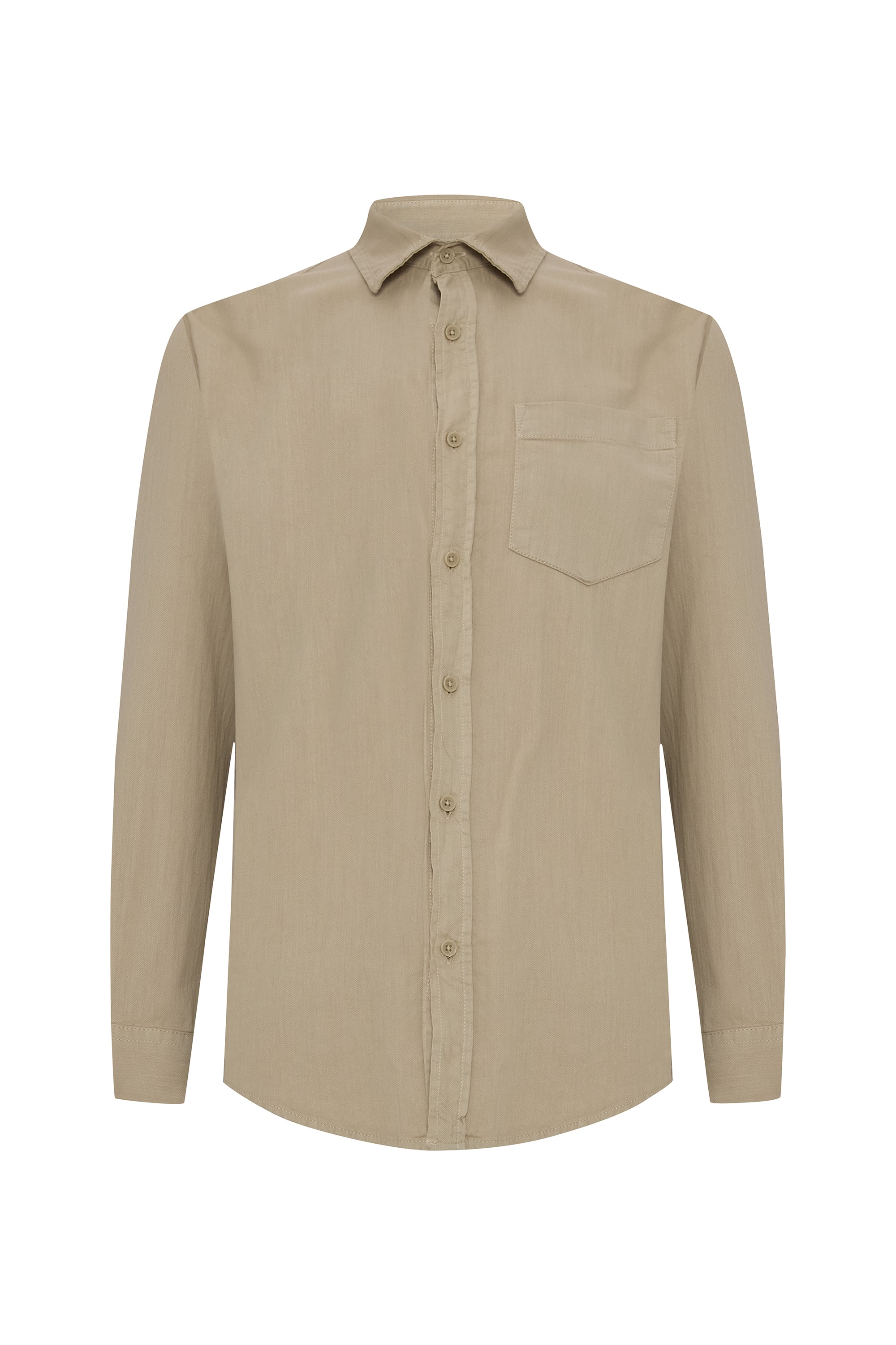 REGULAR FIT TEK CEPLİ UZUN KOLLU GÖMLEK