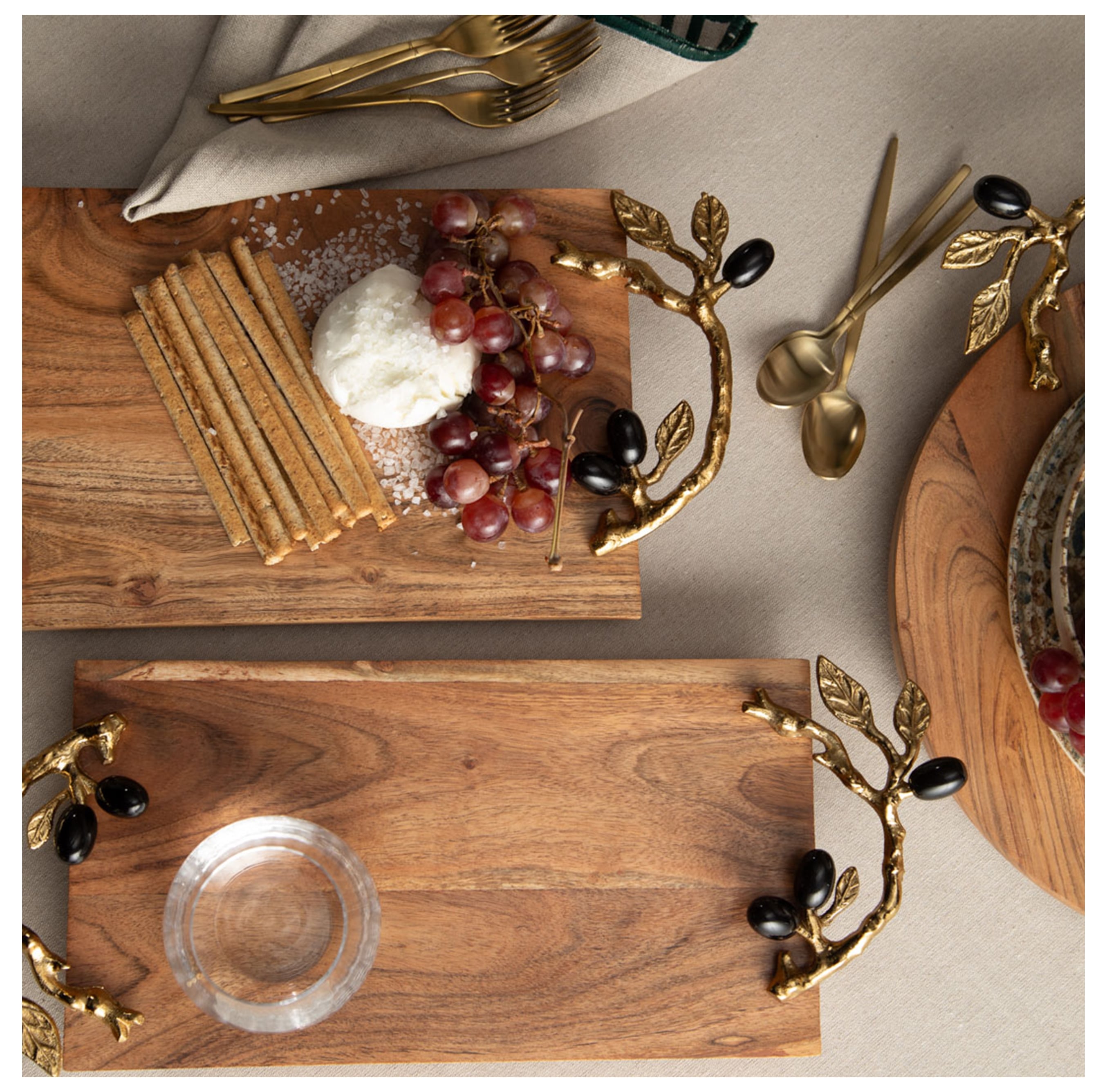 OLIVE AHŞAP DEKORATİF TEPSİ 50X20X6CM