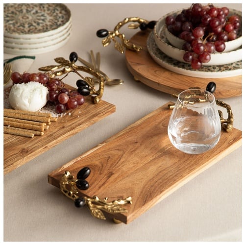 OLIVE AHŞAP DEKORATİF TEPSİ 46X18X8CM