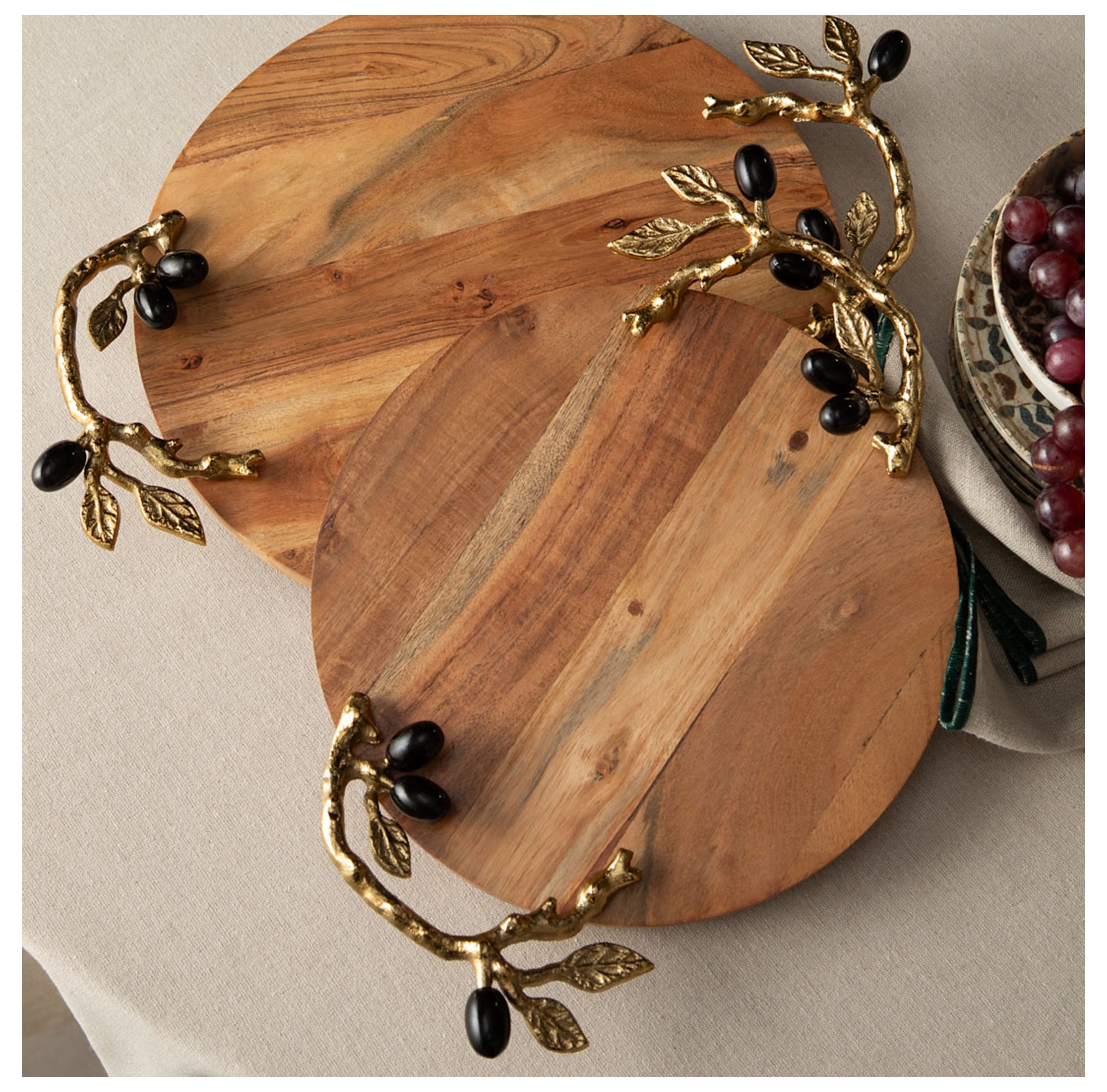 OLIVE AHŞAP DEKORATİF TEPSİ 38X28X6CM