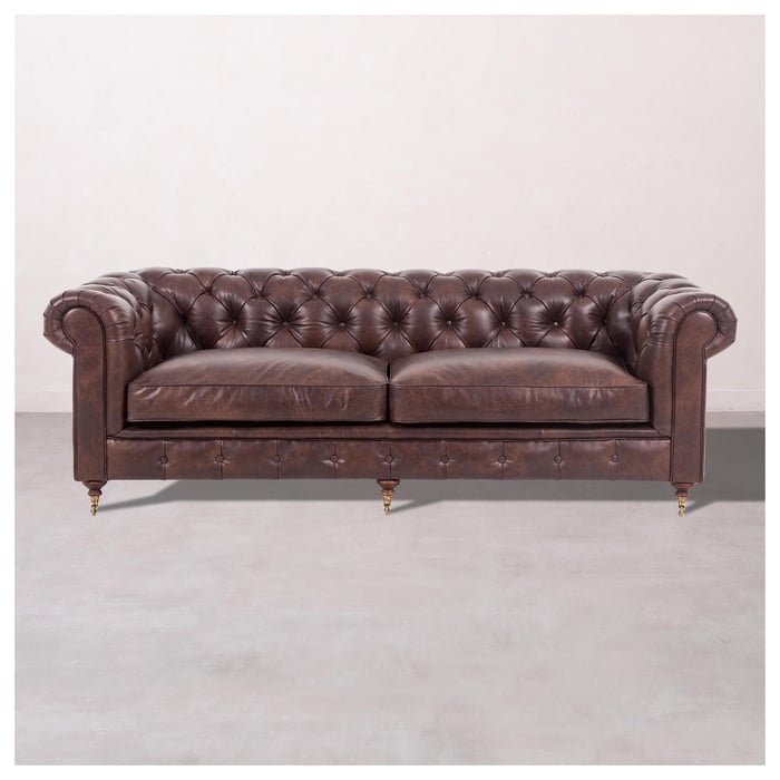 CHESTER ÜÇLÜ KOLTUK KIZIL KAHVE