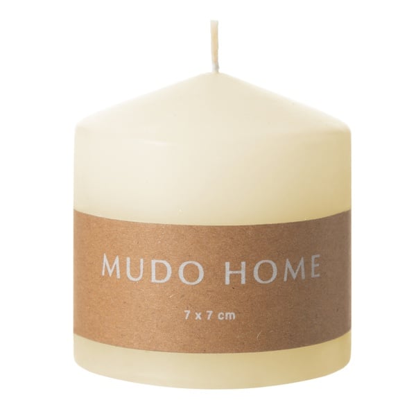 Mudo Home Sütun Mum Krem 7X7Cm Renksiz