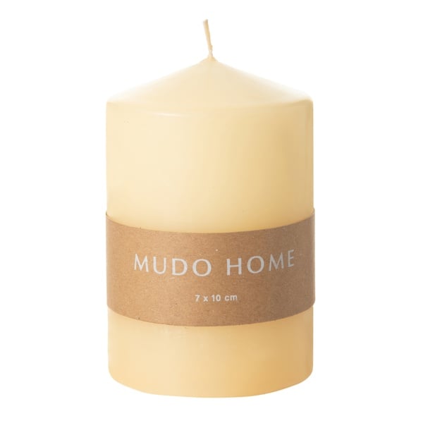 Mudo Home  Sütun Mum Krem 7X10Cm