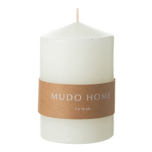 Mudo Home Sütun Mum Beyaz 7X10Cm Renksiz