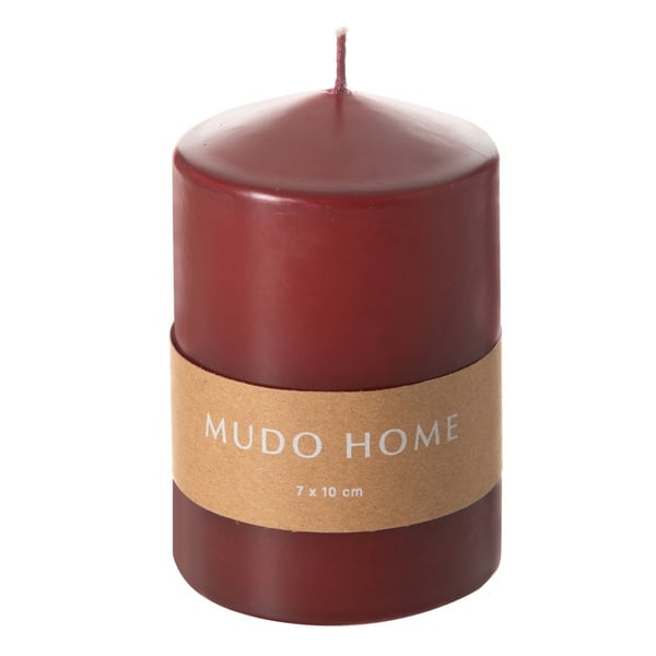Mudo Home Sütun Mum Bordo 7X10Cm Renksiz