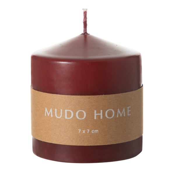 Mudo Home Sütun Mum Bordo 7X7Cm Renksiz