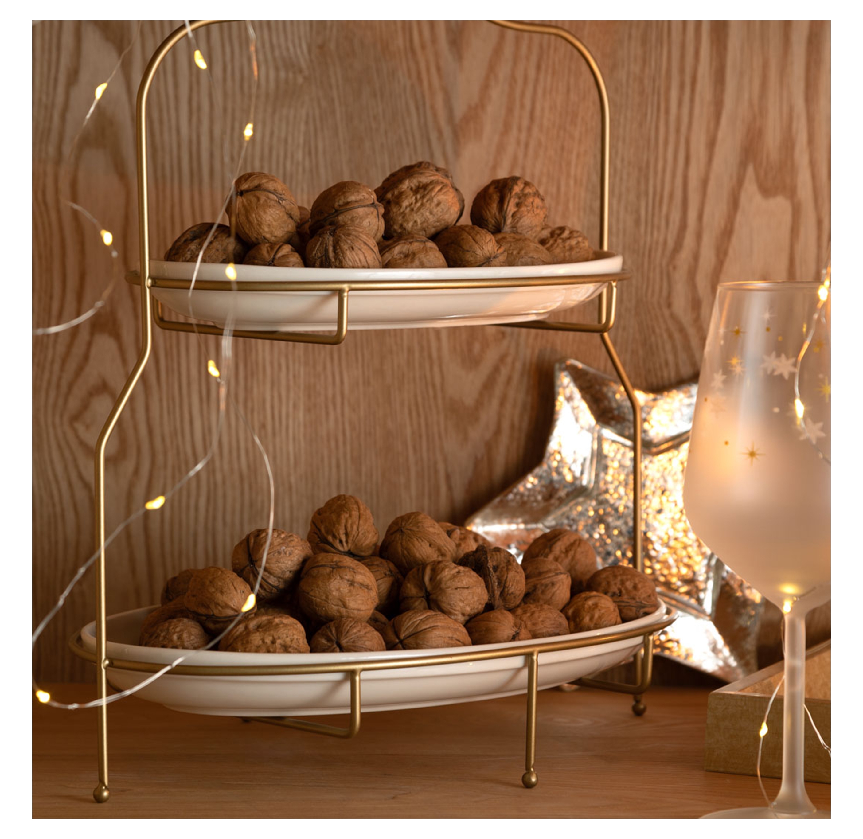 GURME İKİ KATLI OVAL SUNUM-GOLD