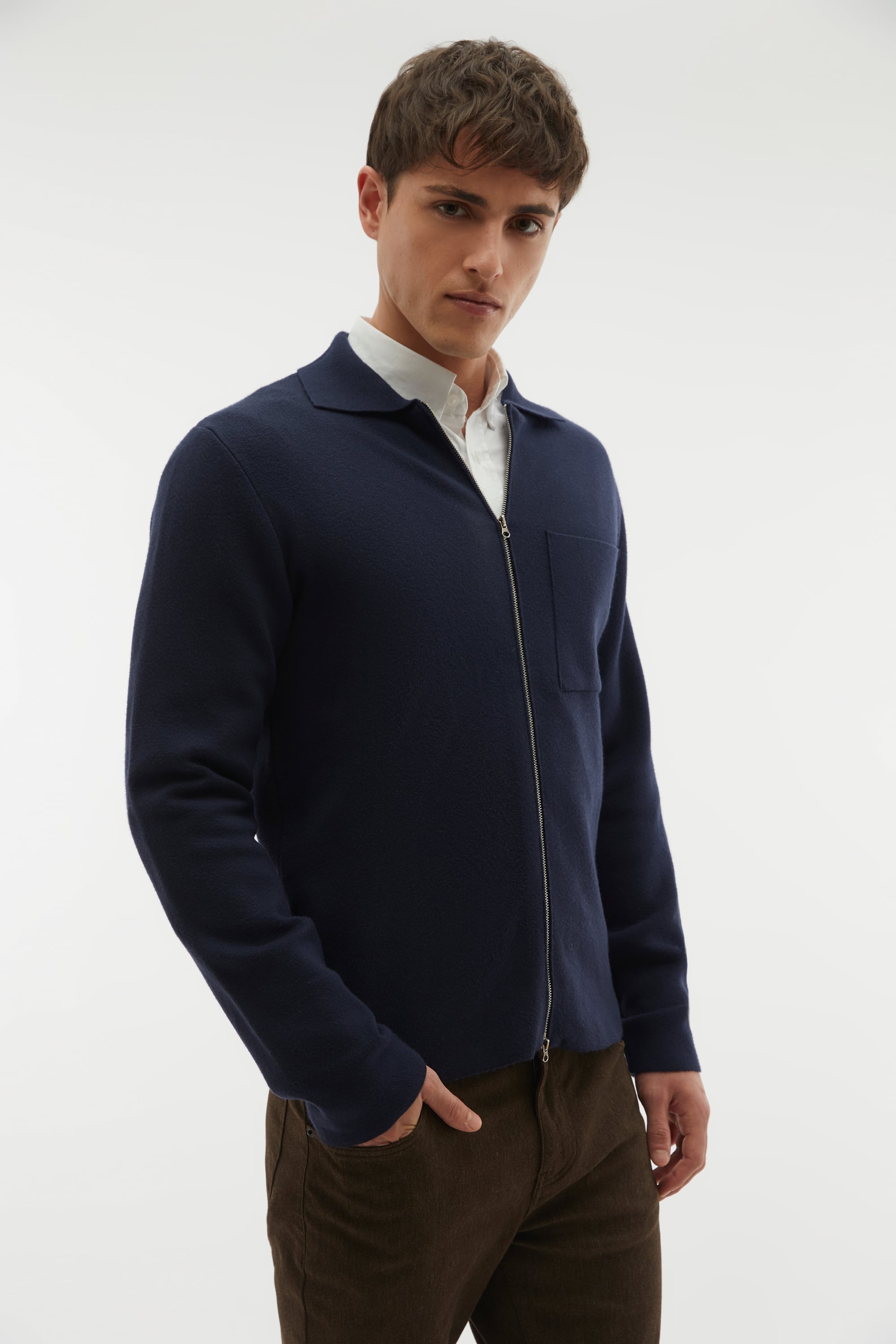 POLO YAKA CEPLİ FERMUARLI KAZAK