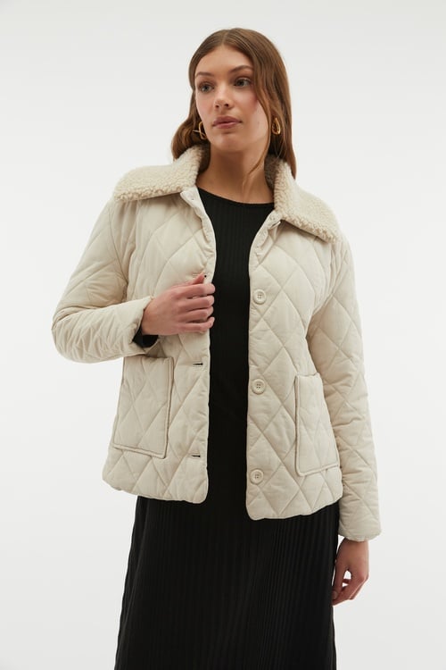 KAPİTONELİ KÜRK YAKA MONT CEKET