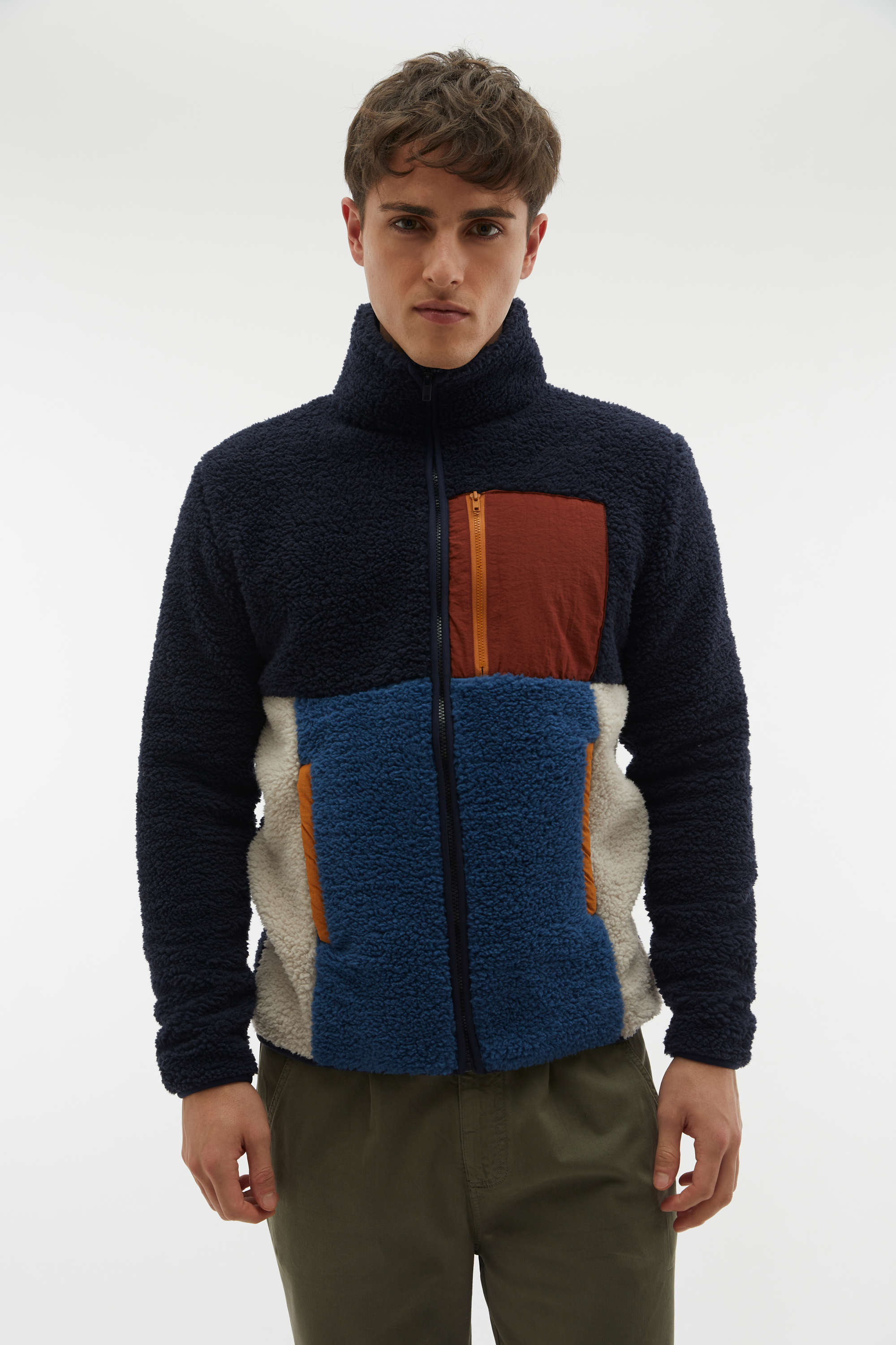 RENK BLOKLU FERMUARLI POLAR SWEATSHIRT