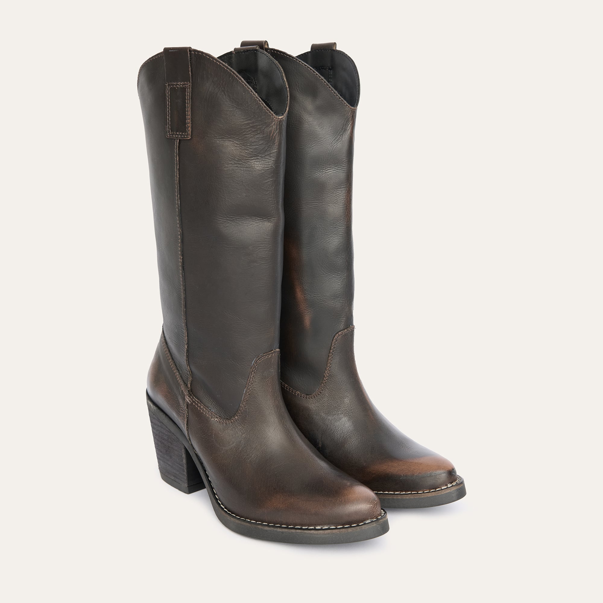 ESKİTMELİ HAKİKİ DERİ TOPUKLU ÇİZME