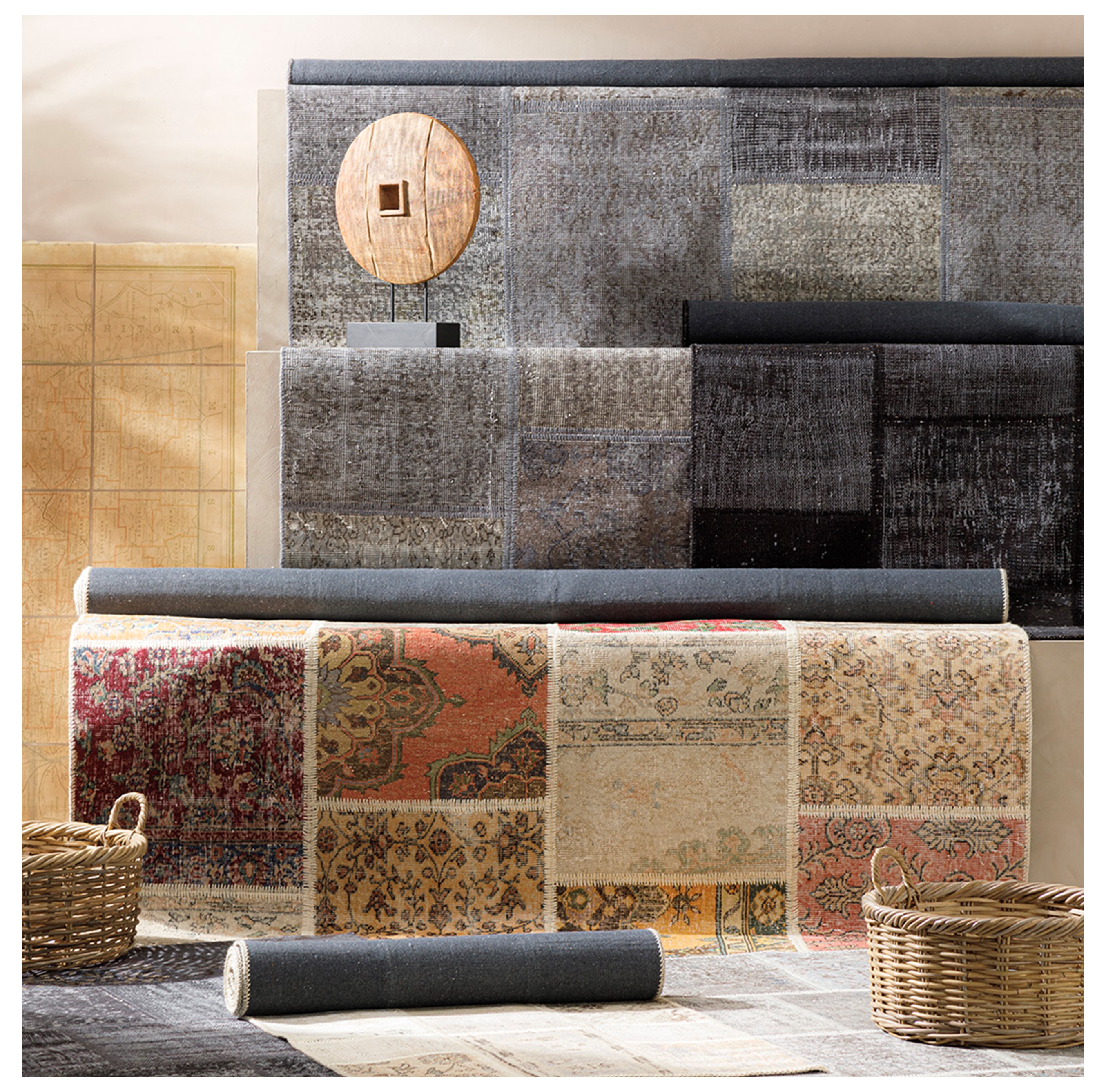 LIMA KOYU GRİ EL DİKİŞİ  PATCHWORK HALI 200x300 CM