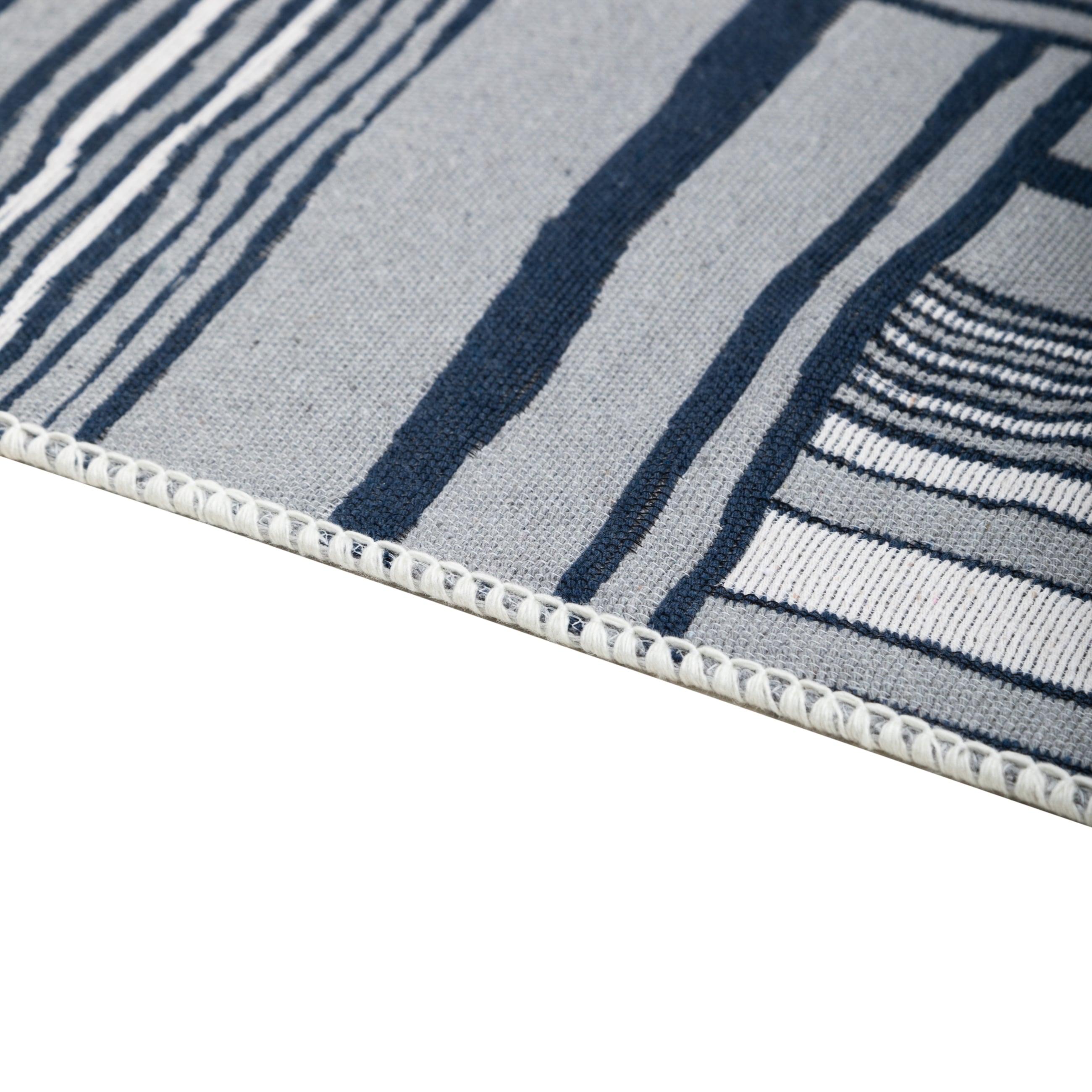 LARISSA PATCH ÇİFT TARAFLI KİLİM LACİVERT BEYAZ 80X150