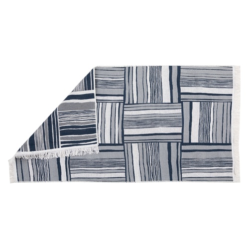  LARISSA PATCH ÇİFT TARAFLI KİLİM LACİVERT BEYAZ 80X150