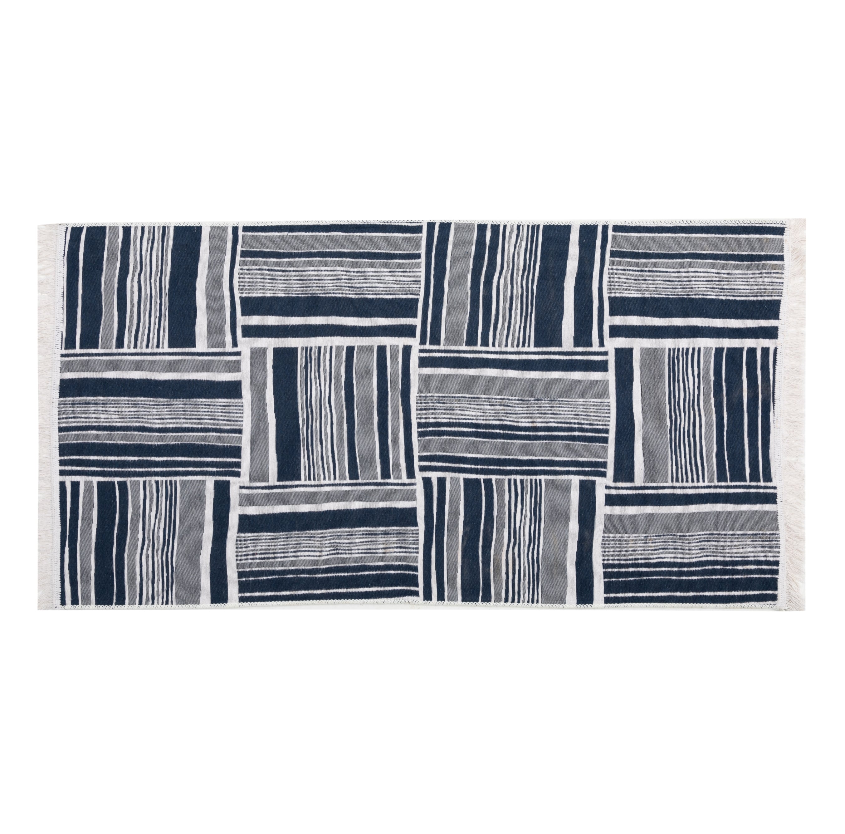 LARISSA PATCH ÇİFT TARAFLI KİLİM LACİVERT BEYAZ 80X150