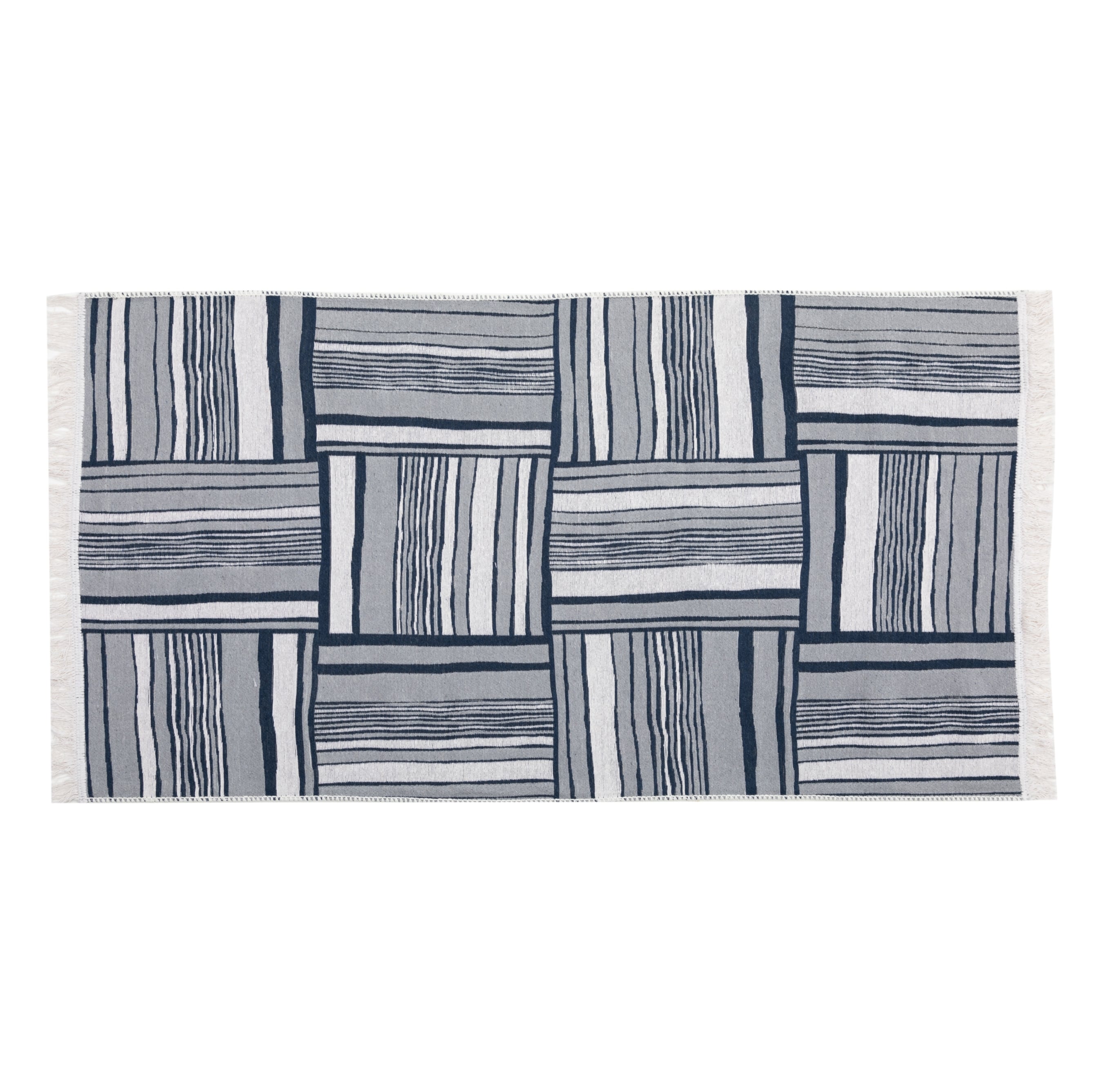 LARISSA PATCH ÇİFT TARAFLI KİLİM LACİVERT BEYAZ 80X150