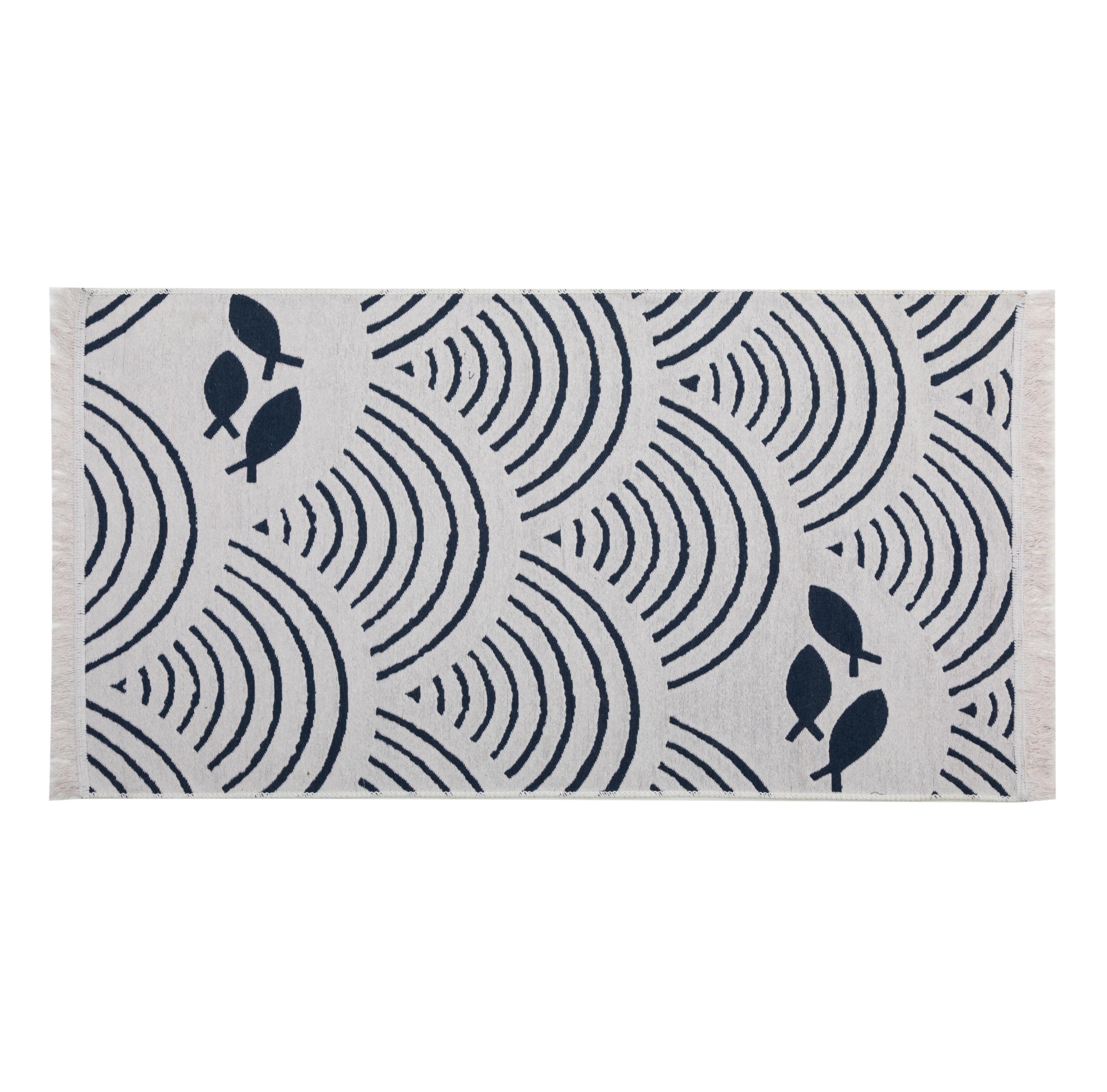 LARISSA WAVE ÇİFT TARAFLI KİLİM LACİVERT BEYAZ 80X150