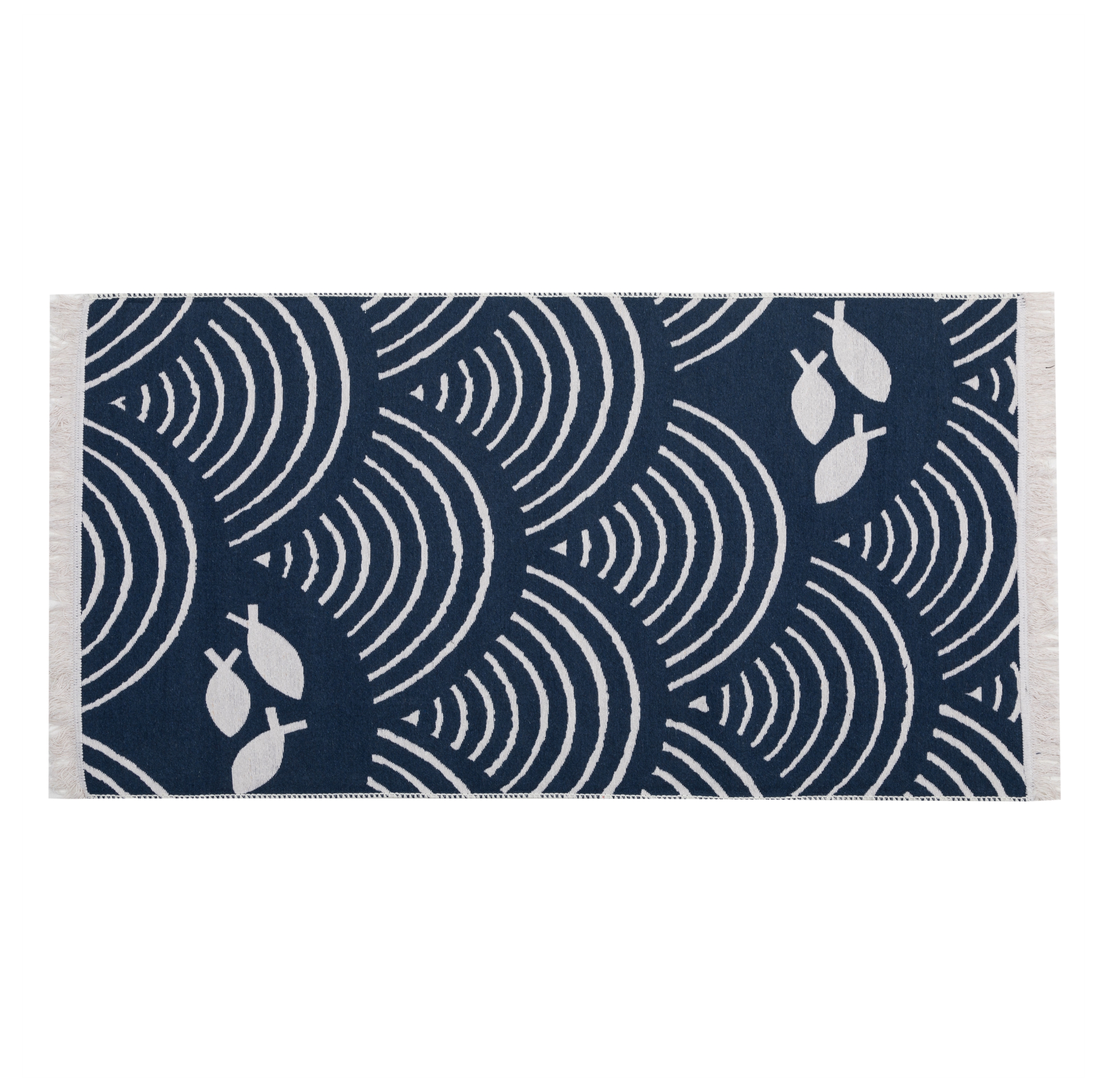 LARISSA WAVE ÇİFT TARAFLI KİLİM LACİVERT BEYAZ 80X150