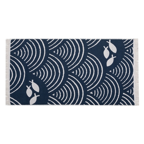  LARISSA WAVE ÇİFT TARAFLI KİLİM LACİVERT BEYAZ 80X150