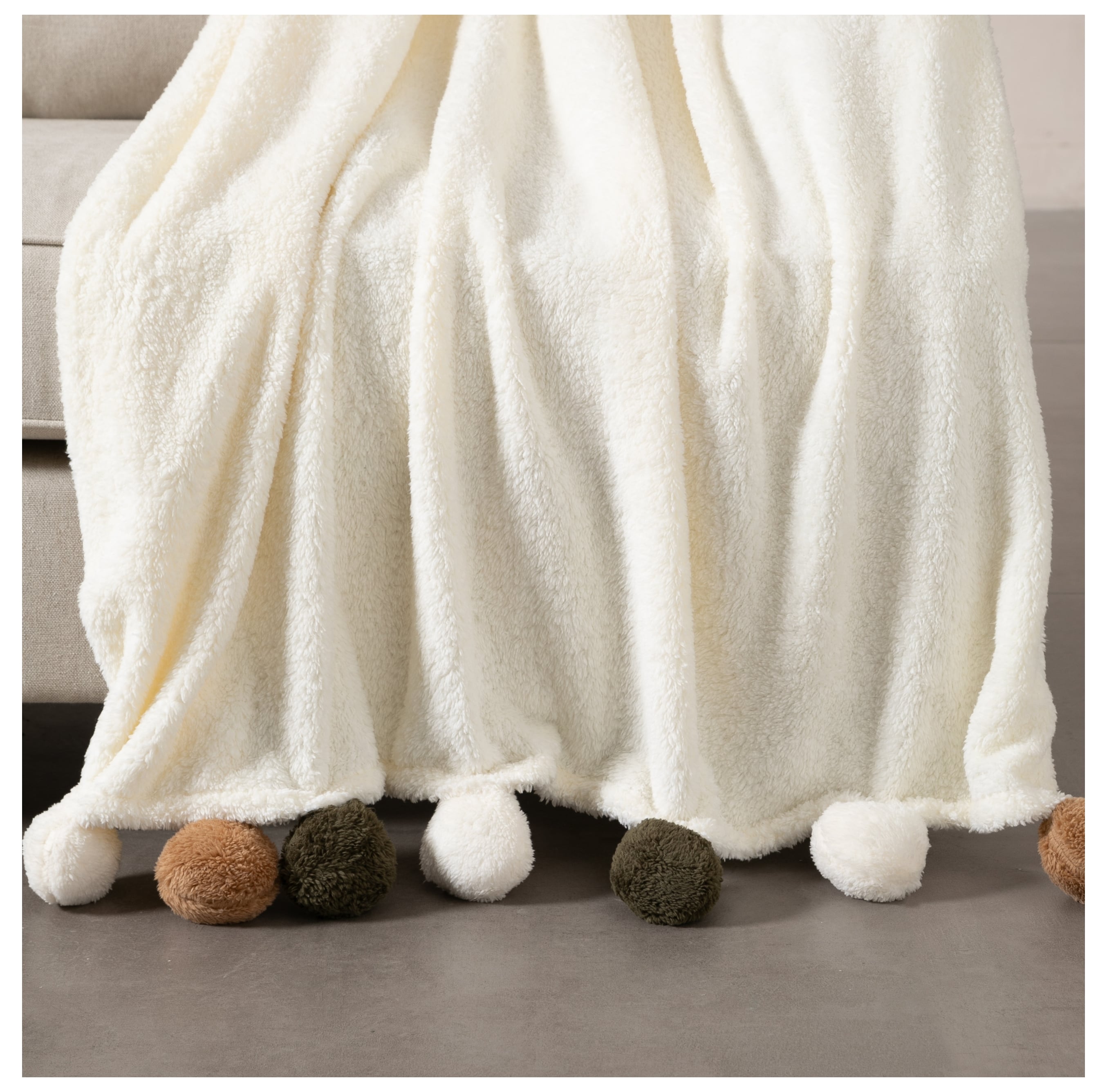 PONPONLU DİZ ÜSTÜ BATTANİYE MULTI 130X160