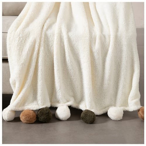  PONPONLU DİZ ÜSTÜ BATTANİYE MULTI 130X160