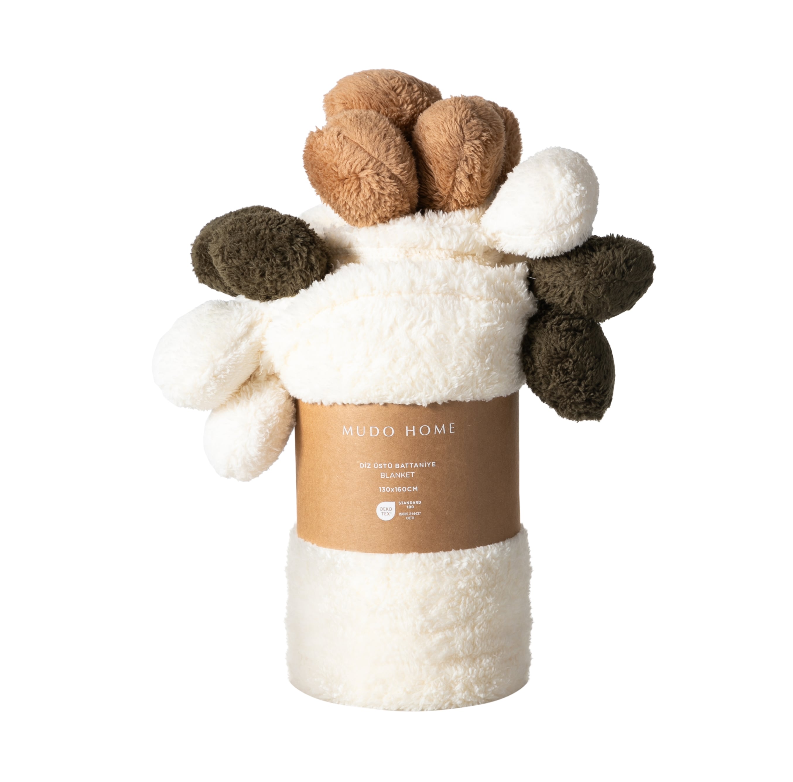 PONPONLU DİZ ÜSTÜ BATTANİYE MULTI 130X160