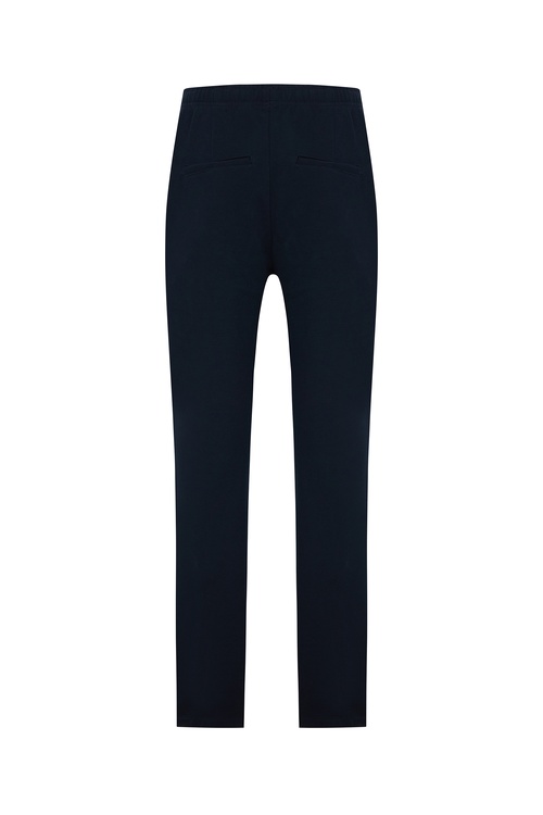  Erkek Lacivert Straight Fit Beli Lastikli Pantolon