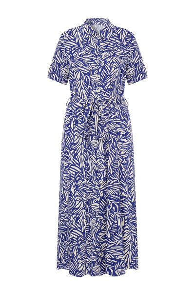 Mudo Lacivert Uzun Gömlek Yaka Kloş Elbise