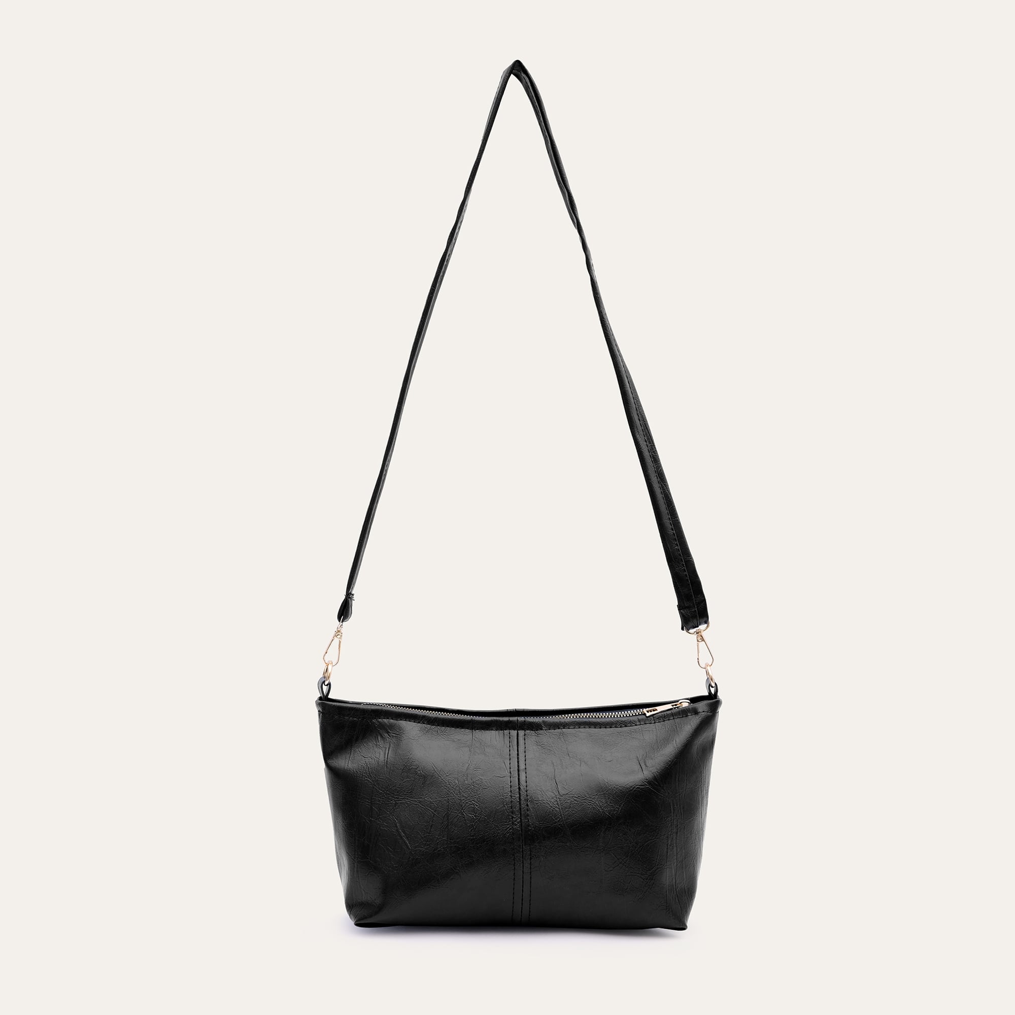 KIRIŞIK DERİ GÖRÜNÜMLÜ OMUZ ÇANTASI