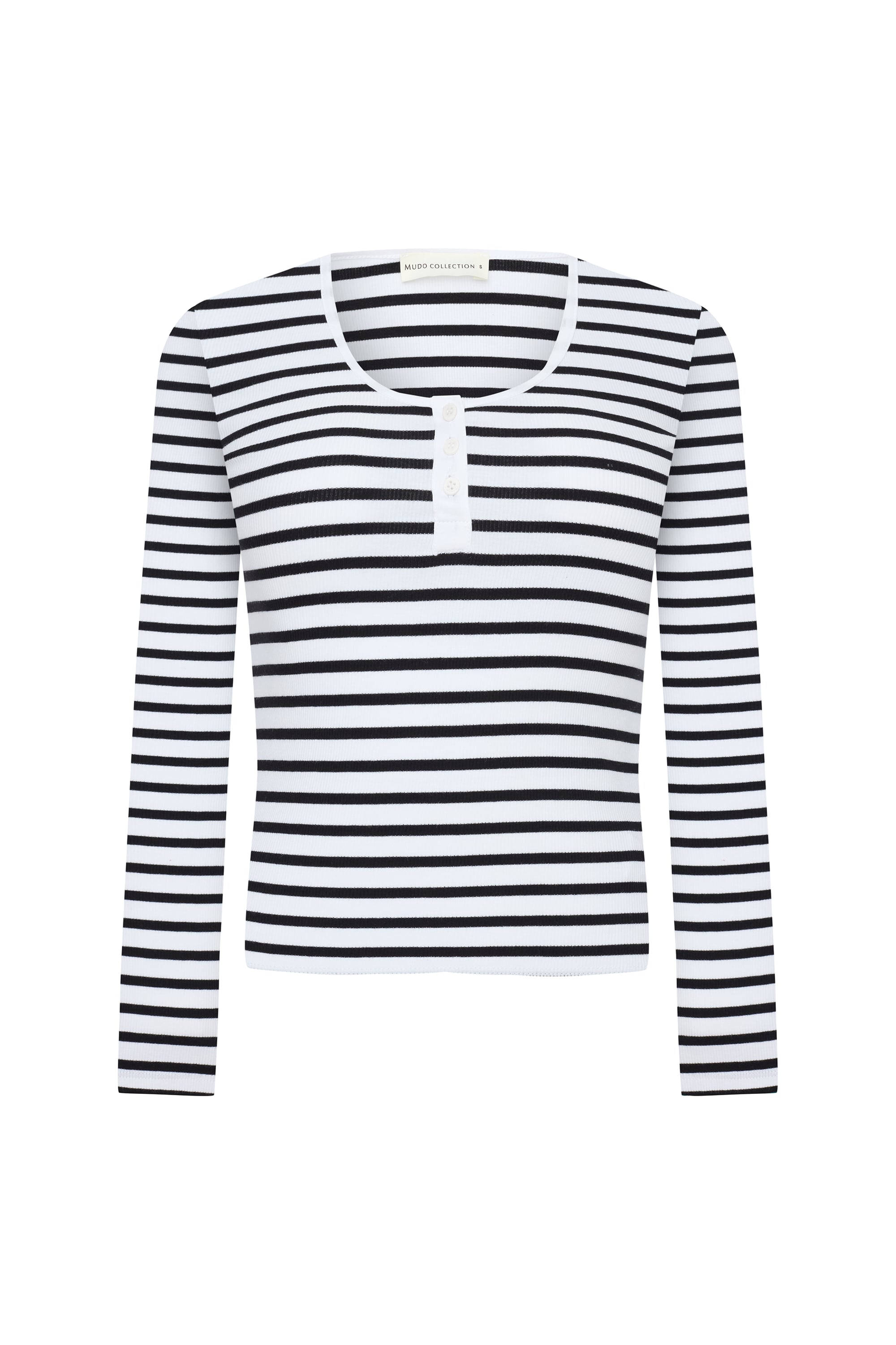 ÇİZGİLİ AÇIK YAKA UZUN KOLLU T-SHIRT