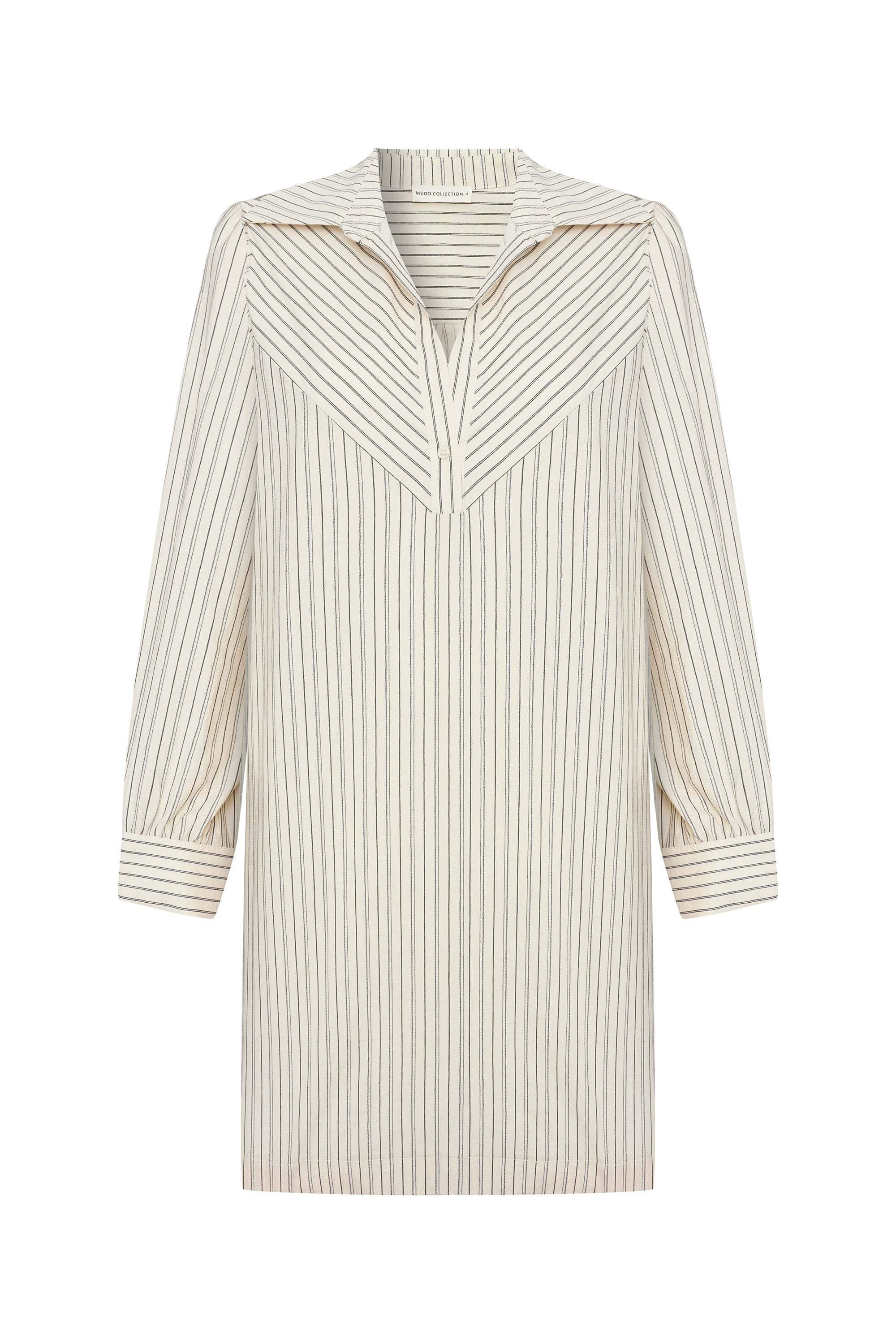 GÖMLEK YAKA ÇİZGİLİ MİNİ ELBİSE