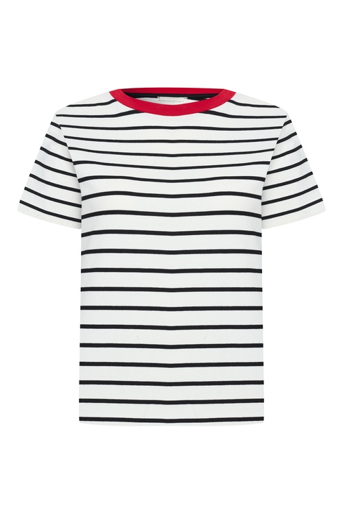  ÇİZGİLİ BİSİKLET YAKA KISA KOLLU T-SHIRT