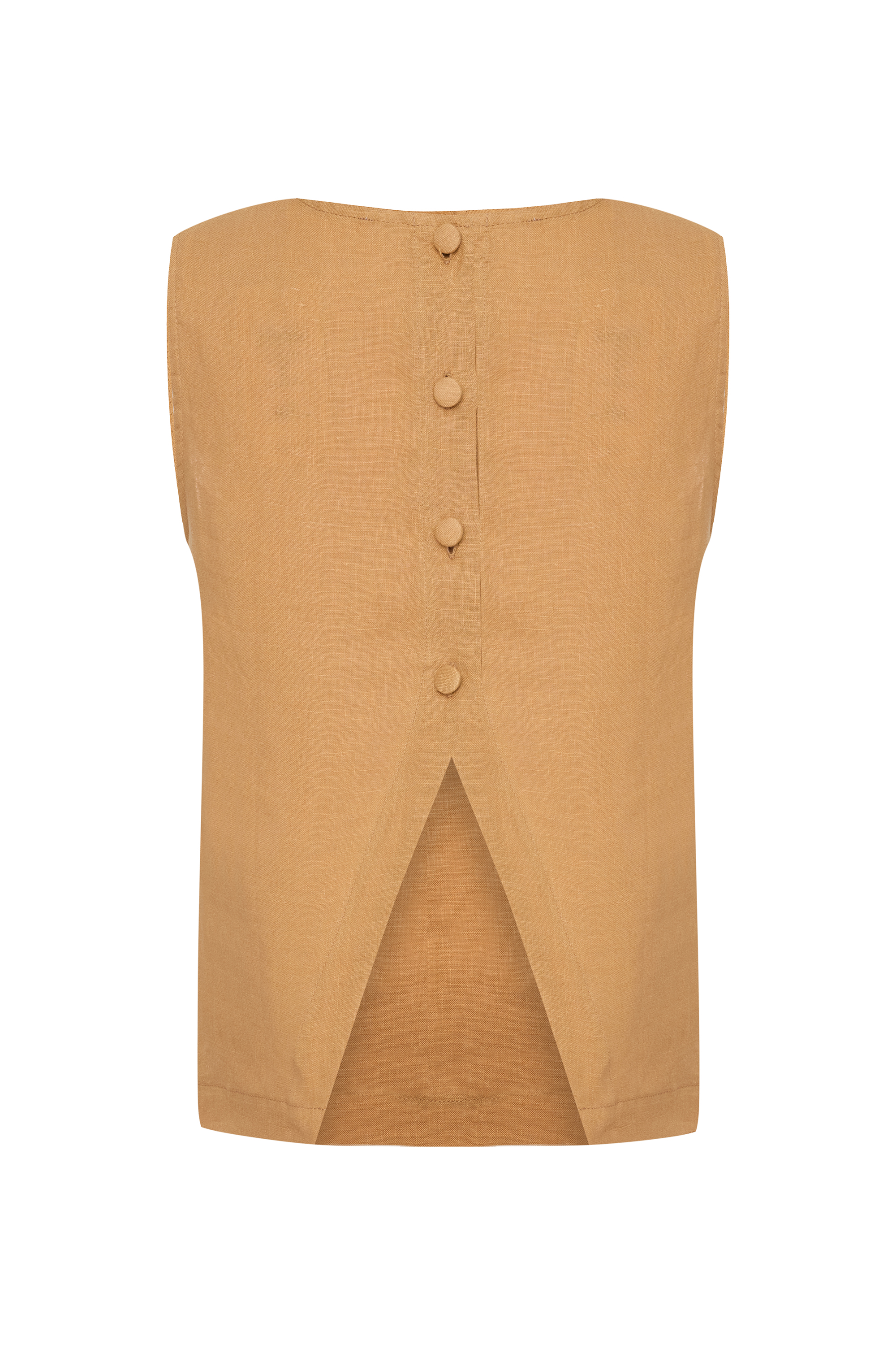 BİSİKLET YAKA ARKASI DÜĞMELİ KOLSUZ BLUZ