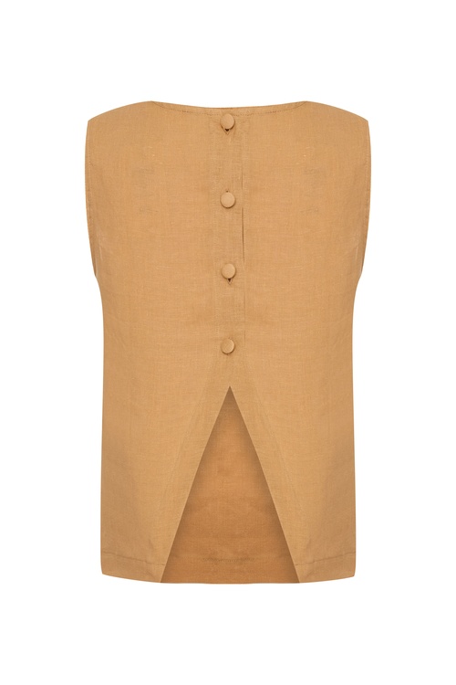  BİSİKLET YAKA ARKASI DÜĞMELİ KOLSUZ BLUZ