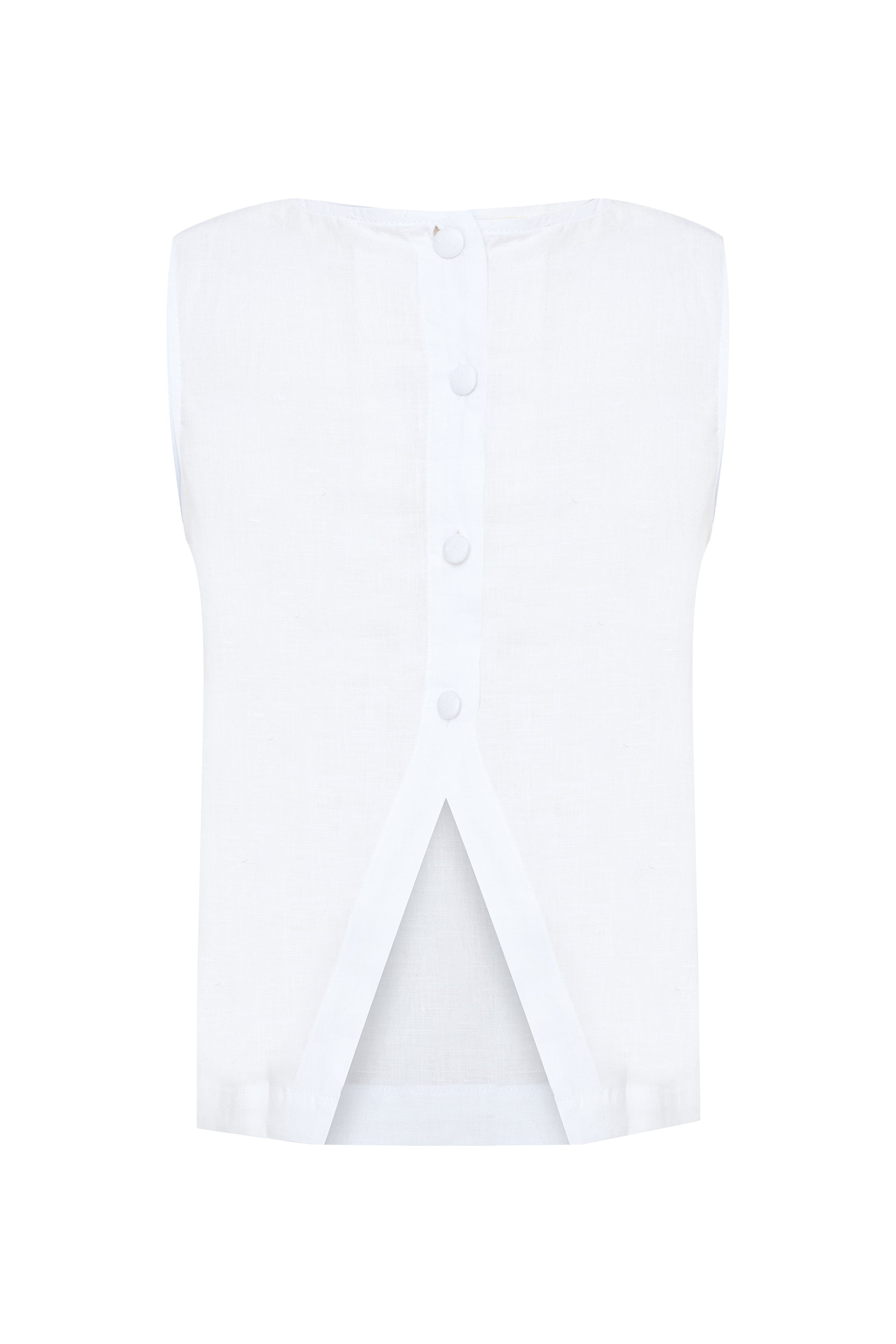 BİSİKLET YAKA ARKASI DÜĞMELİ KOLSUZ BLUZ