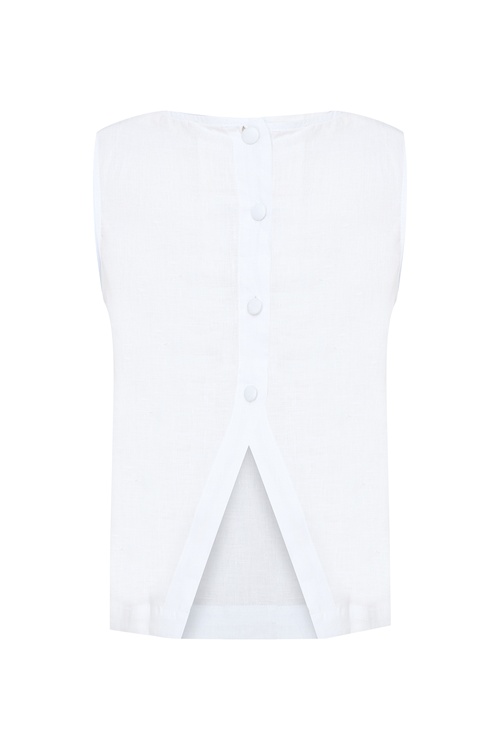  BİSİKLET YAKA ARKASI DÜĞMELİ KOLSUZ BLUZ