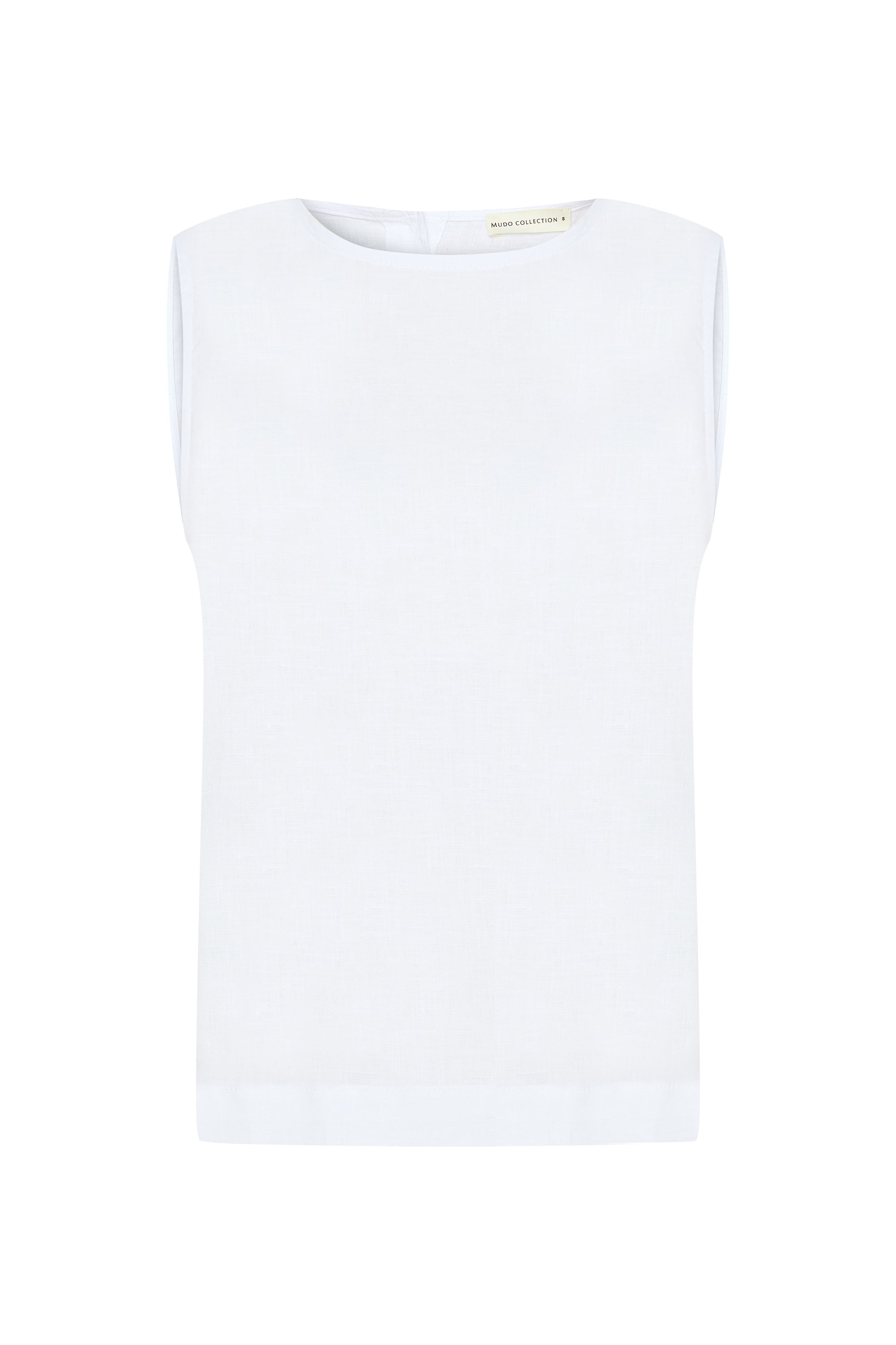 BİSİKLET YAKA ARKASI DÜĞMELİ KOLSUZ BLUZ