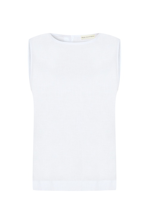  BİSİKLET YAKA ARKASI DÜĞMELİ KOLSUZ BLUZ