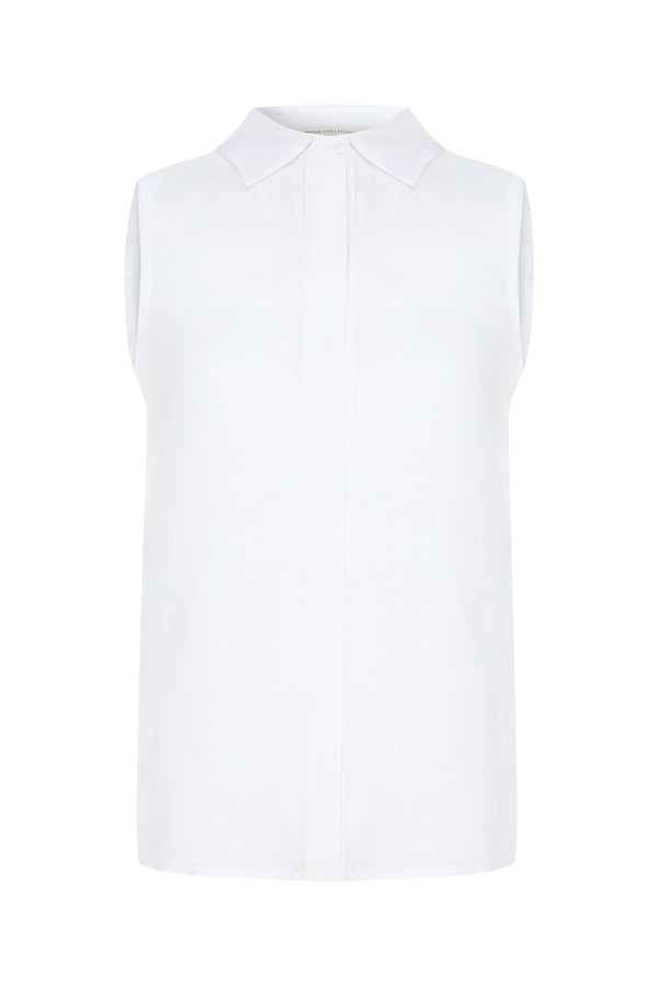 GİZLİ DÜĞMELİ KOLSUZ GÖMLEK