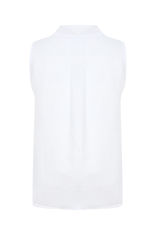 GİZLİ DÜĞMELİ KOLSUZ GÖMLEK