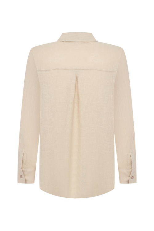  REGULAR FIT UZUN KOLLU KETEN GÖMLEK