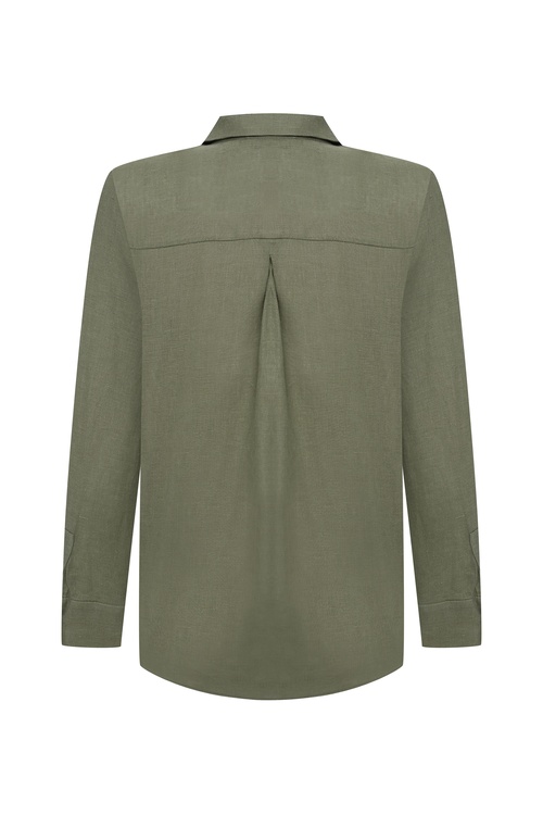  REGULAR FIT UZUN KOLLU KETEN GÖMLEK