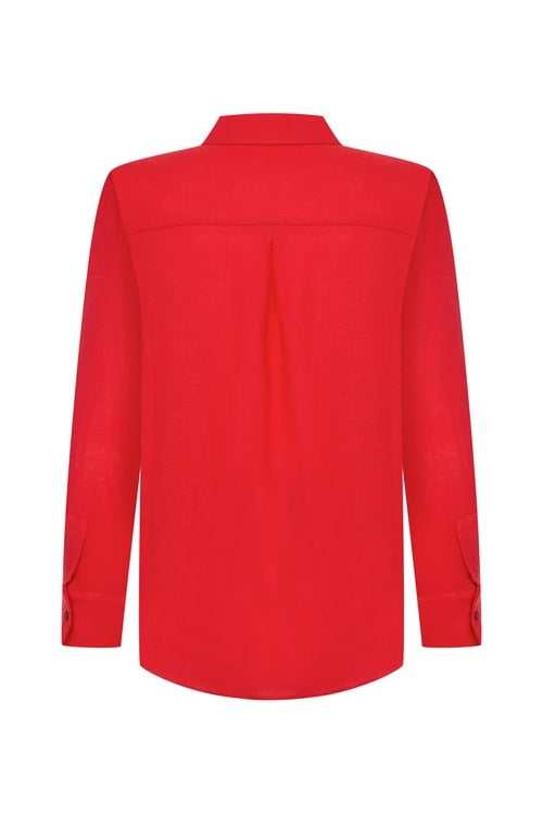  REGULAR FIT UZUN KOLLU KETEN GÖMLEK